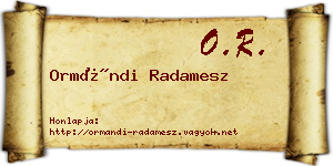 Ormándi Radamesz névjegykártya